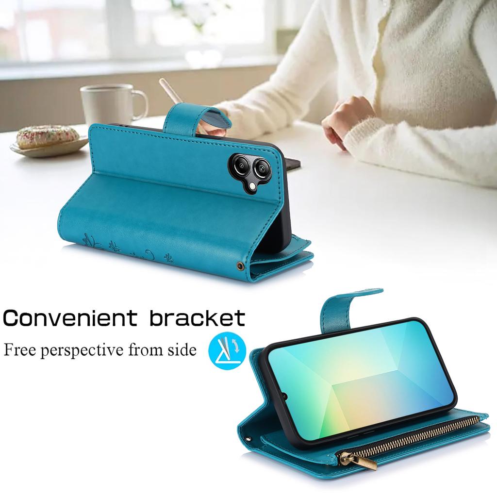 WEFOR for Samsung Galaxy A57 A37 A56 A36 5G A17 A26 A16 A07 A06 Wallet Case, 6 Card Slots/Zipper Pocket, Detachable Wrist Strap