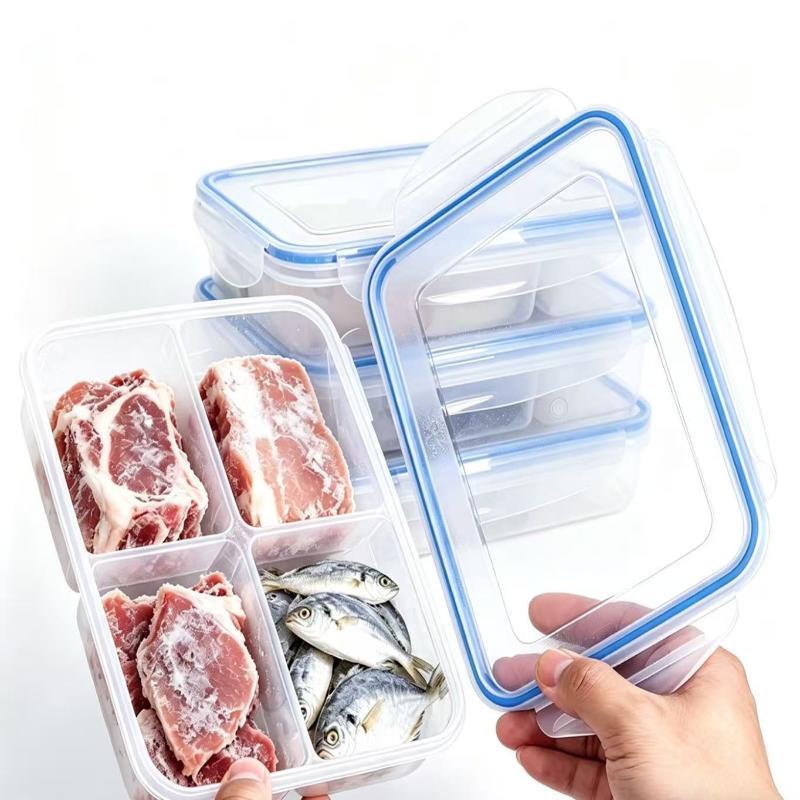 Reusable Plastic Food Storage Containers With Airtight Lids Compartments For Meal Prep Office Lunch Picnic Kitchen Food Storage