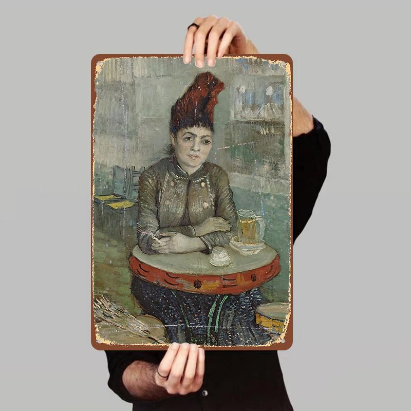 Vintage Van Gogh Style Cafe Character Iron Painting European Art Decorative Mural Living Room Entrance Wall Art