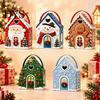 Confezione Regalo Riutilizzabile per le Feste Scatola Casa di Natale con Manico, Contenitori 3D Pan di Zenzero/Babbo Natale/Albero/Fiocco di Neve per Dolci e Snack per Feste