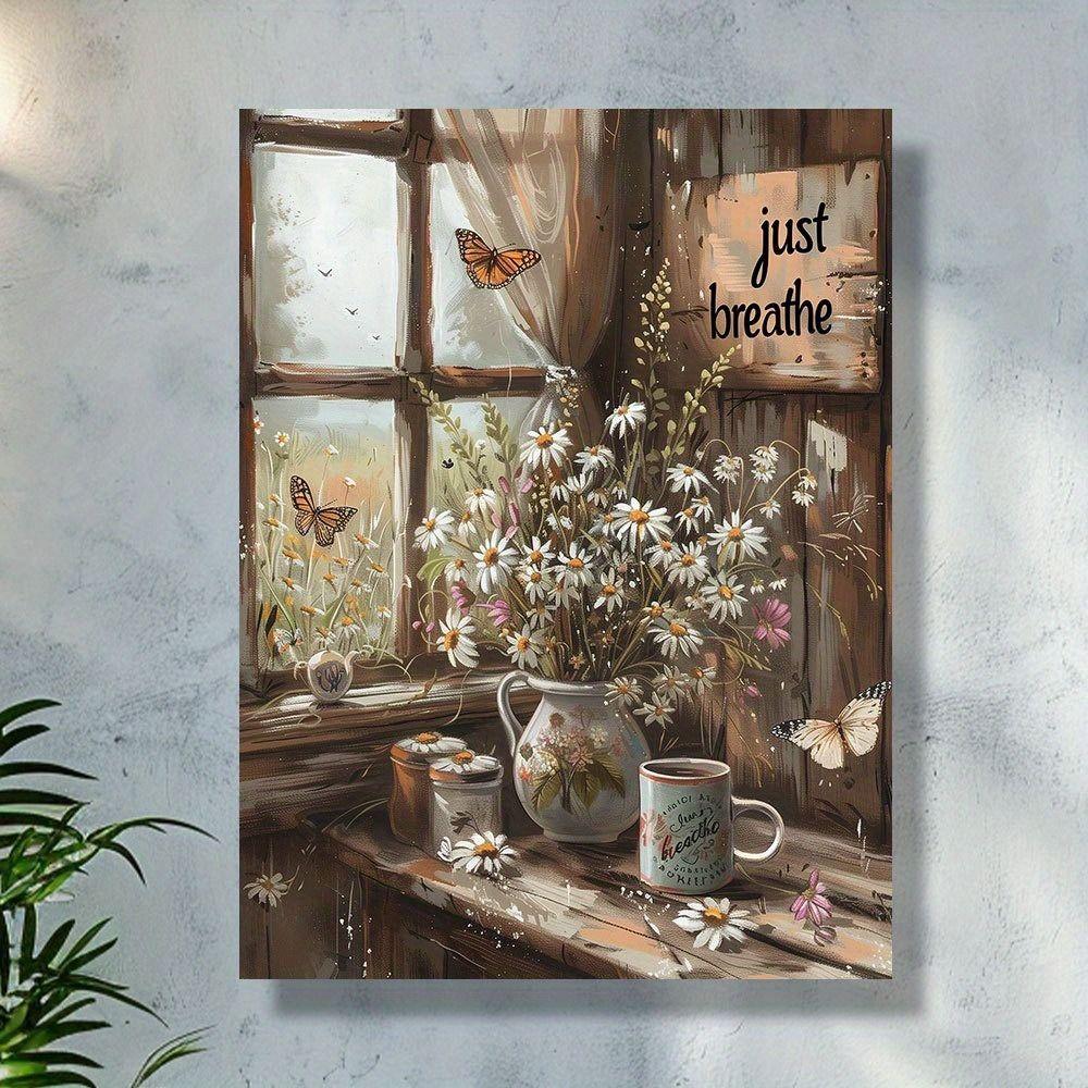 Vintage Metal Flower Wall Art Poster, 20x30cm Decorative Home Garden Sign