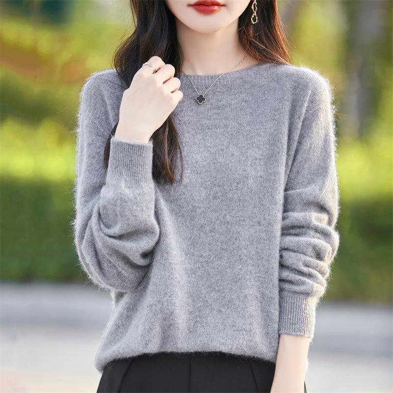 Women's Seamless Brushed Wool Cashmere Sweater - Ready-to-Wear Knitwear Base Layer