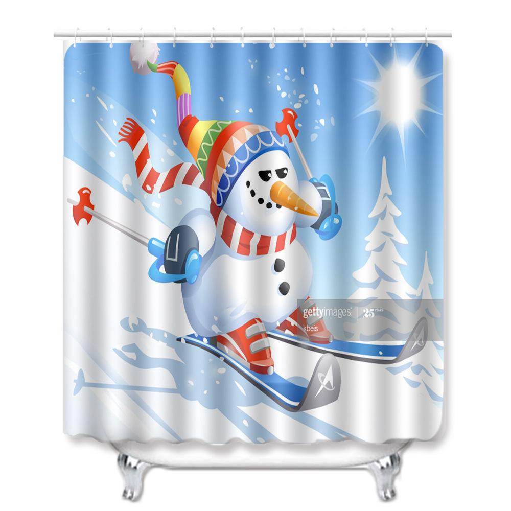 Christmas Toilet Four-Piece Floor Mat Bathroom Non-Slip Door Mat Shower Room Absorbent Carpet