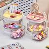 2 Layers Cute Children's Hair Accessories Storage Box Jewelry Organizer Plastic Transparent Hair Ring Display for Dressing Table