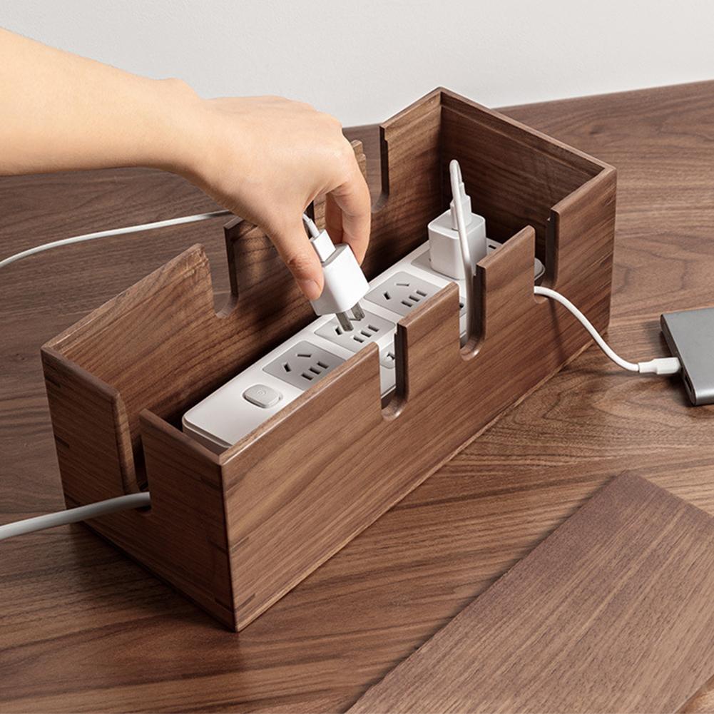 1PC Storage Box 31*13*12cm Creative Solid Wood Storage Hub: Organize Cords Storage Solution For Wires/set-top Boxes Accessories