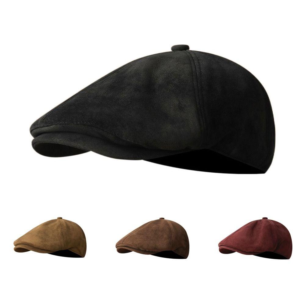 Casual Retro Forward Hat Imitation Suede Classic Newsboy Cap Adjustable Timeless Ivy Cap Autumn Winter Wear