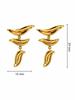 Stylish Gold Leaf Design Earrings - High-End Stainless Steel Studs & Dangles