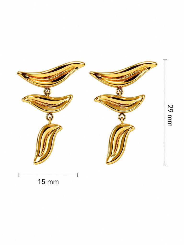 Stylish Gold Leaf Design Earrings - High-End Stainless Steel Studs & Dangles