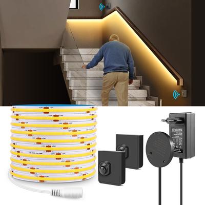 Striscia luminosa a LED COB con interruttore sensore di movimento PIR portatile/ricevitore RF wireless fai da te per mobili da cucina, camera da letto, scale, lampada da notte
