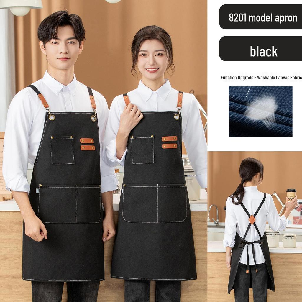Custom Logo Denim Apron for Coffee Shops & Nail Salons - Thick Canvas Workwear