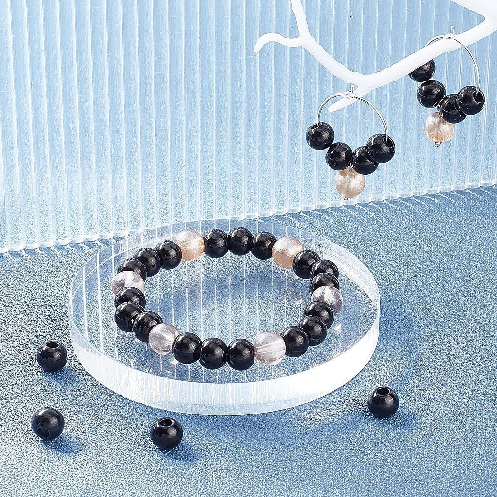 1box 30pcs Round 304 Stainless Steel Beads Electrophoresis Black 8x7mm Hole: 3mm
