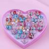 Frozen Elsa Princess Heart Gemstone Ring for Girls - Imitation Diamond Jewelry Gift Box Series