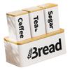 Bread Basket Organizer Iron Bamboo Breadbox with Airtight Lid and Food Storage Jars for Coffee Sugar Tea Kitchen Decor