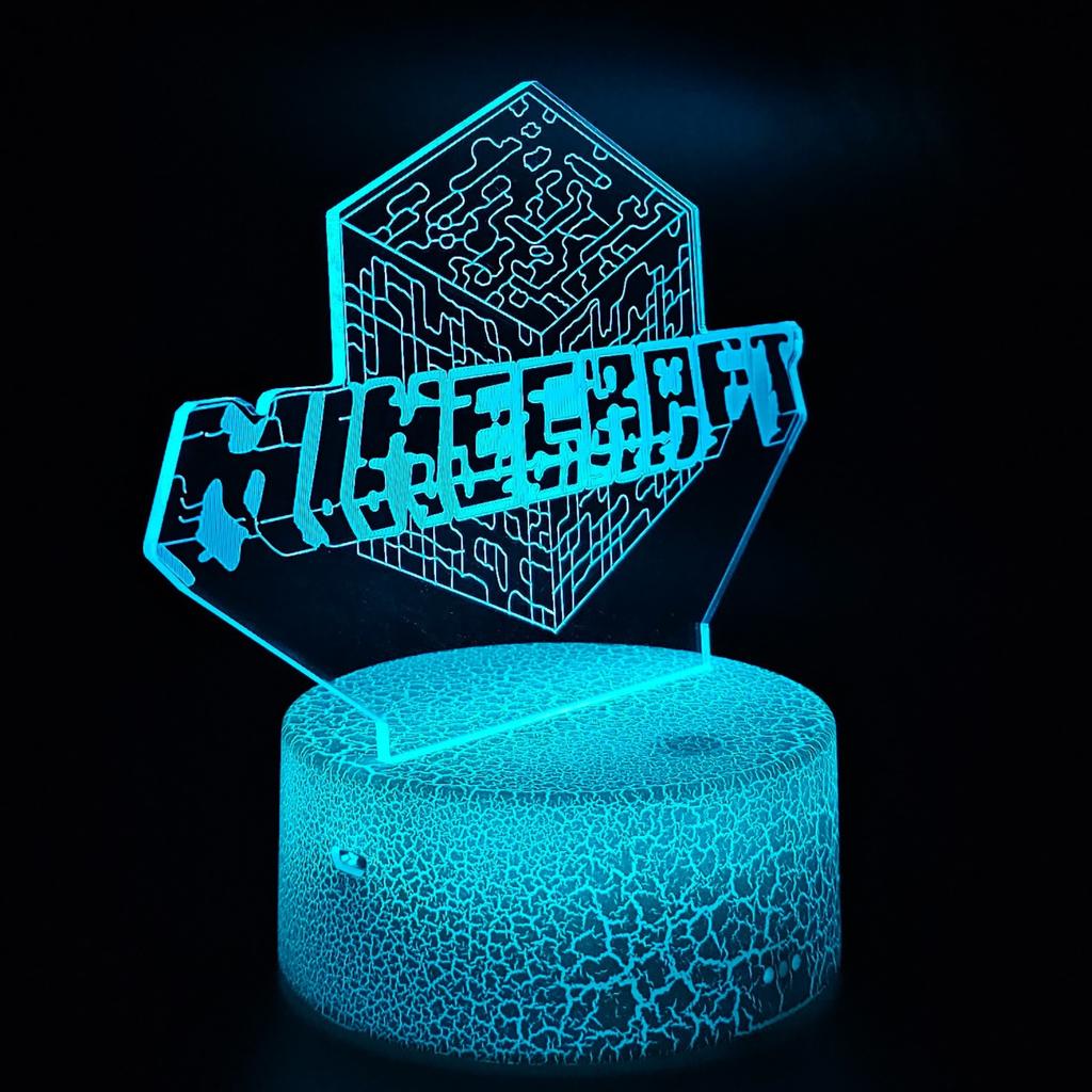 Minecraft Creeper Kinder Schreibtisch Nachttischlampe Mit 16 3D LEDs + Fernbedienung