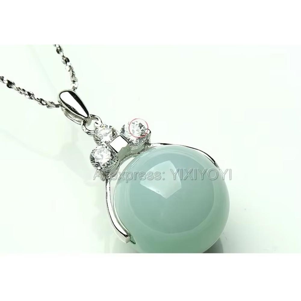Beautiful Handwork Natural Grade A Light Green Jadeite Beads Blessing Lucky Pendant + Free Necklace Fine Jewelry