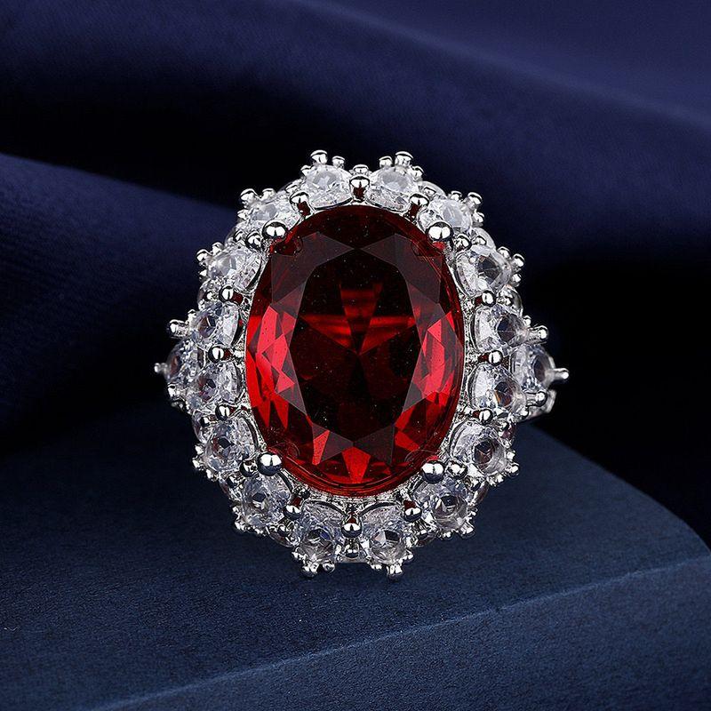 Fashion 5 Karat Artificial High Carbon Diamond Pigeons-Blood Ruby Ring Female Luxury Elegant Fancy Normcore Style Ring