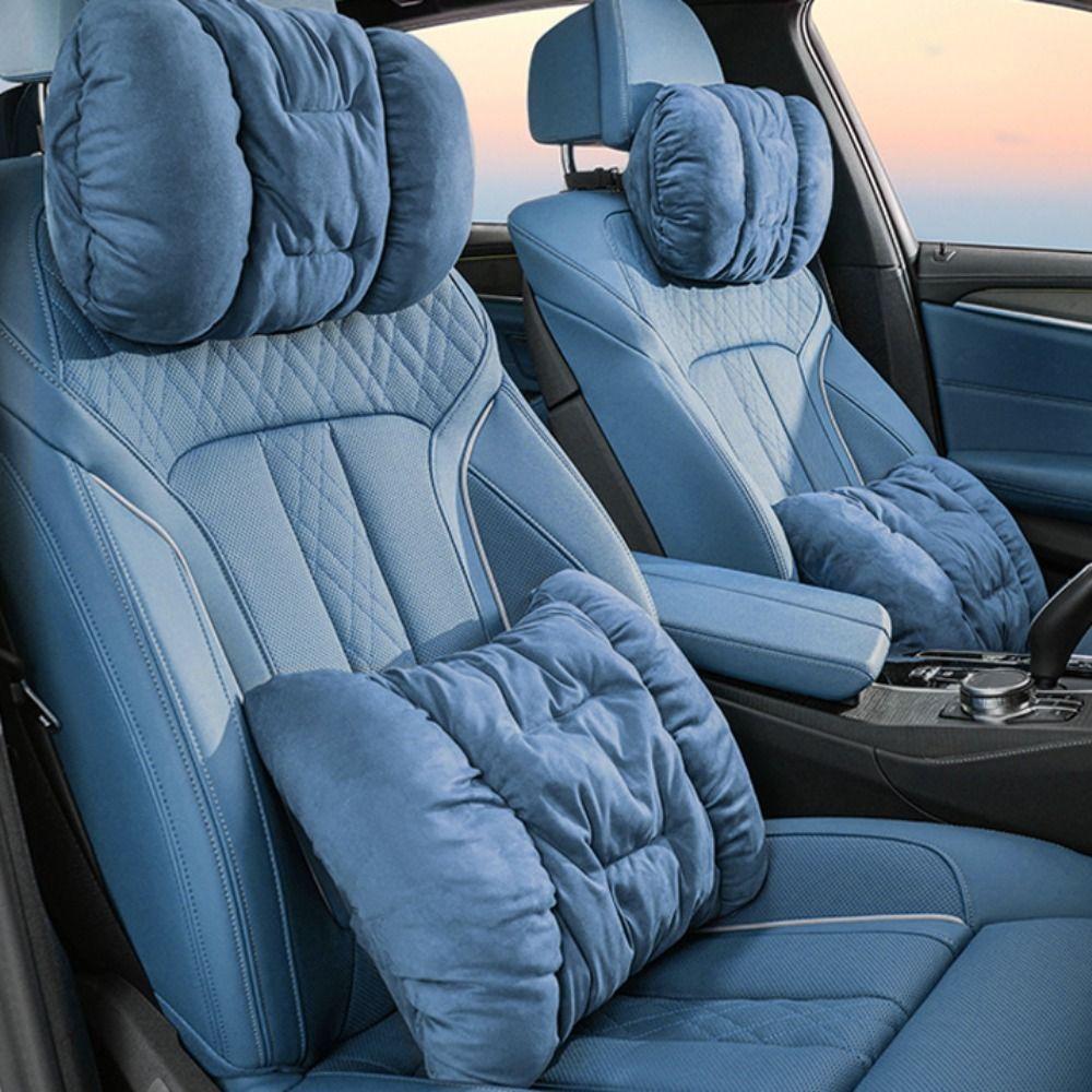 Comfort Car Seat Neck Rest Pillow Universal Lumbar Pillow Support Winter Plush Car Headrest  Rest