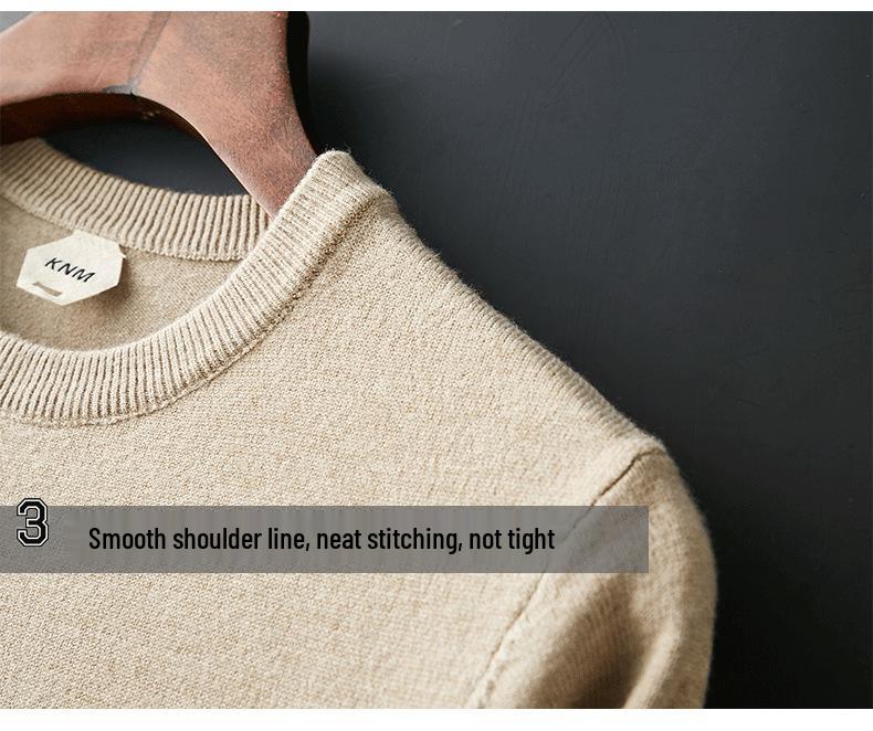 Men's Slim Fit Round Neck Knit Sweater - Long Sleeve, Solid Color, Versatile Base Layer for Autumn/Winter Casual Trend.