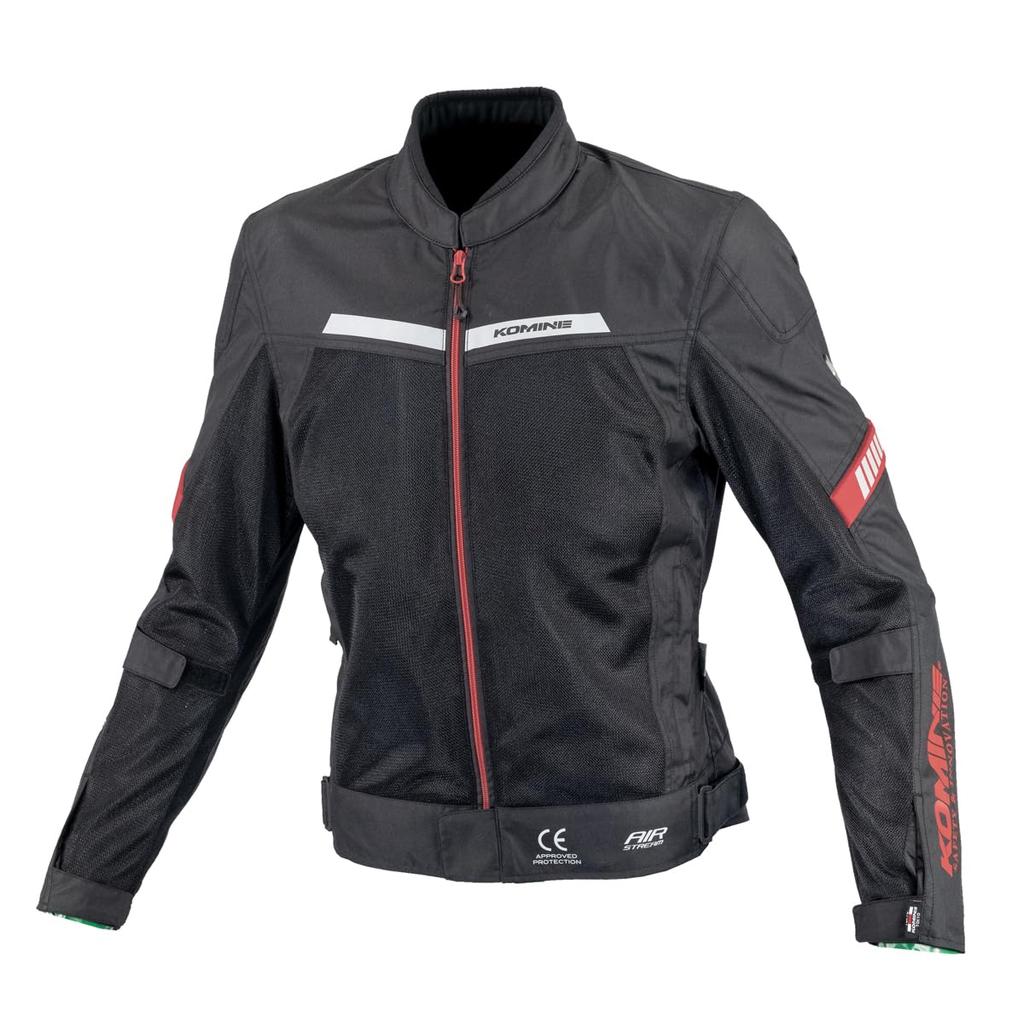 KOMINE 2025 Model JK-177 Enigmalite Half Mesh Jacket for Motorcycle Spring Summer CE Standard Protector Mesh Black Red L