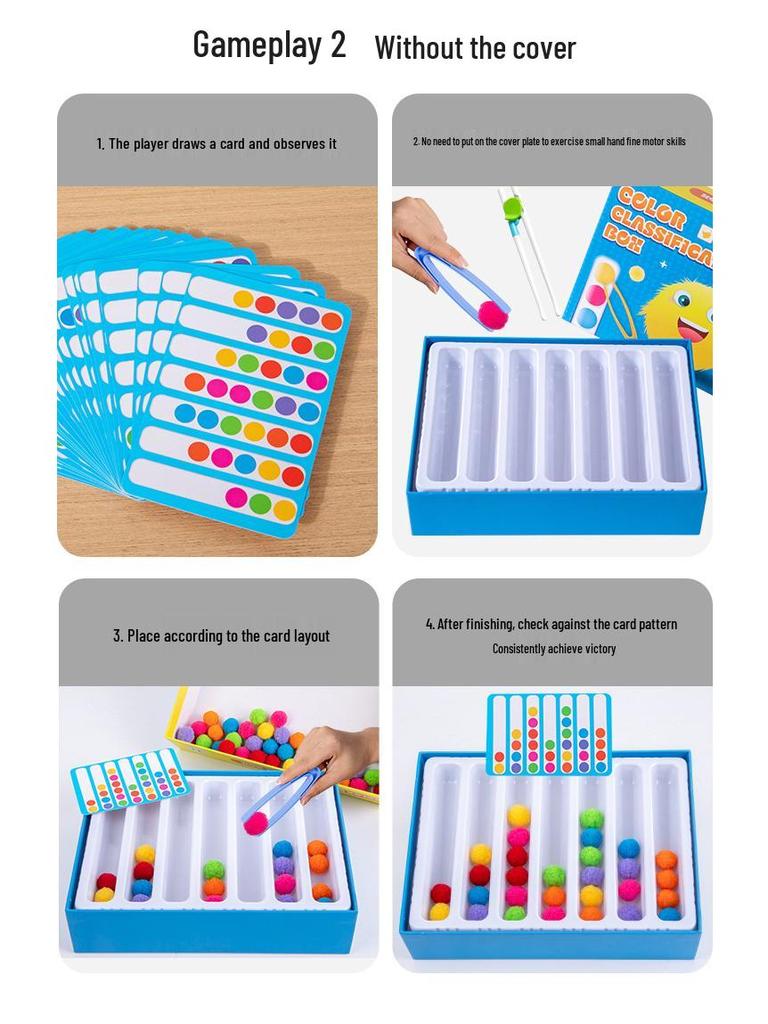 Pom-Pom Beads Color Game: Early Education & Fine Motor Skills Toy for Children