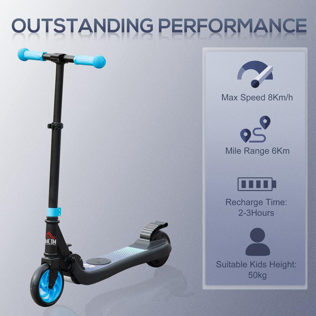Folding Electric Scooter With Brake For Ages 6 Plus Years 8 Km H Maximum Speed Blue