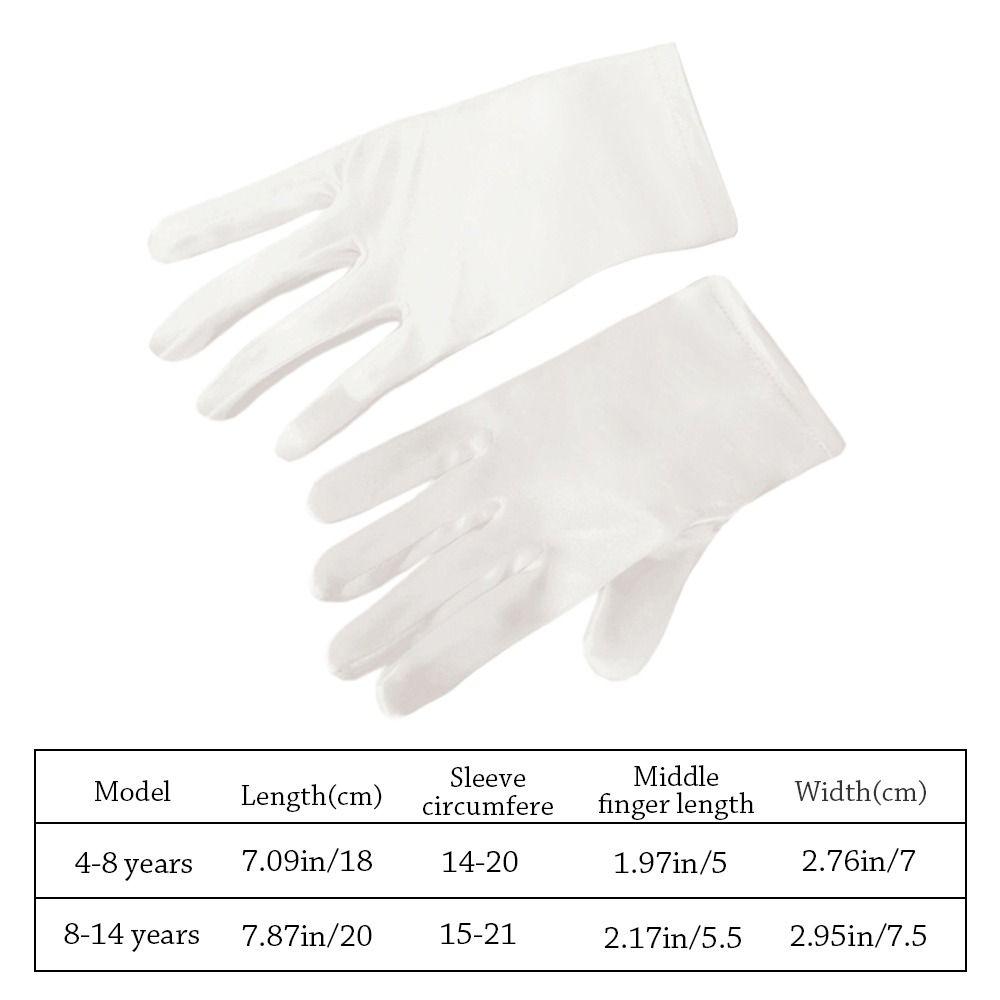 White Lace Gloves Glossy Satin Etiquette Dress Gloves Creative Children's Wedding Gloves Holiday