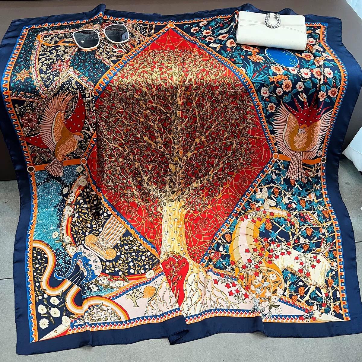 

110cm Large Shawl Square Scarf for Women Seaside Vacation Hijab Bandana Muslim Headband Wrap Beach Stoles Foulard Echarpe 110x110cm