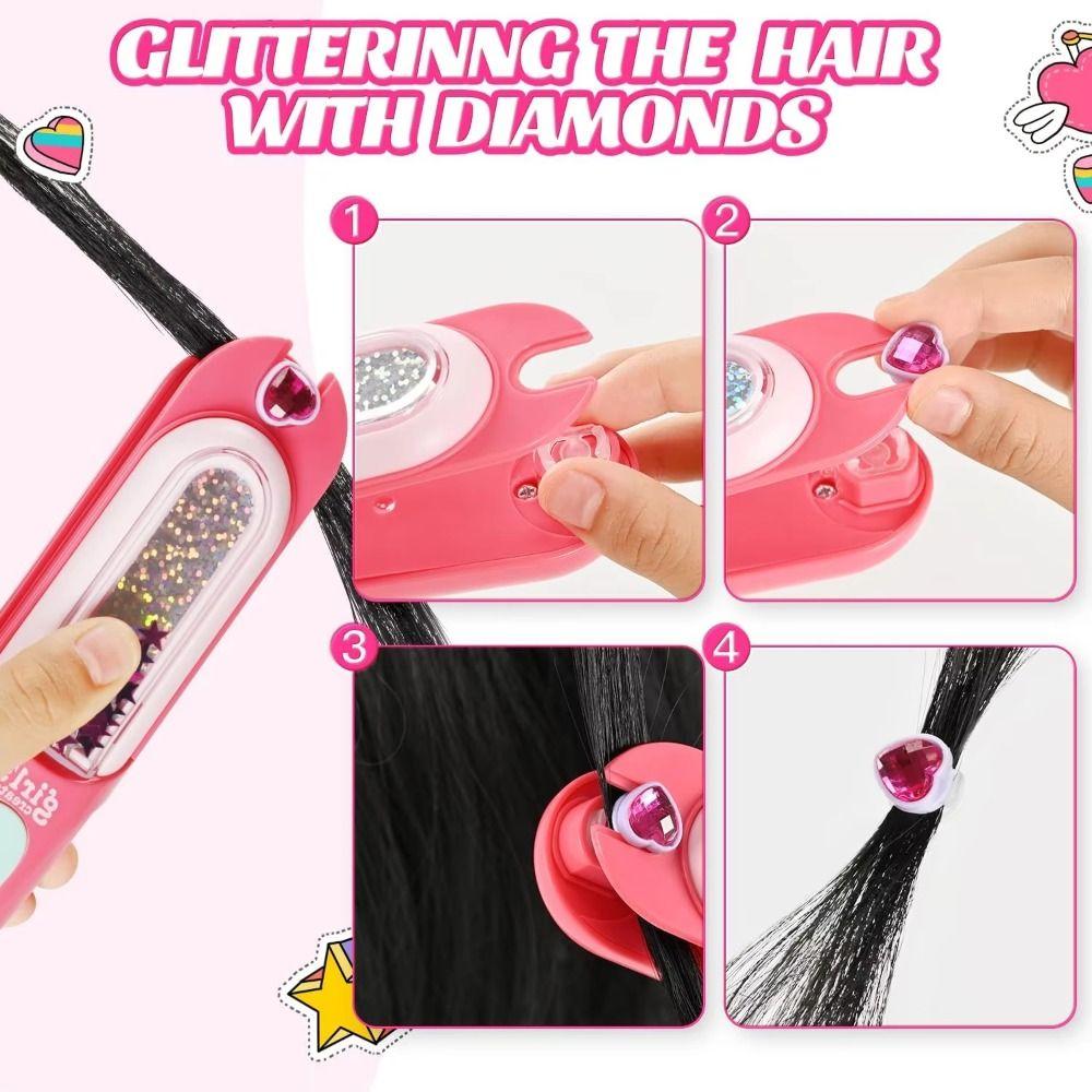 Shining  Girls Hair Jewels Reusable Kids Hair Styling Tool Hair Gem Stamper  For Children