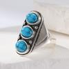 Ethnic CopperColor Inlaid Imitation Turquoise Women's Ring Geometry Daily Wear Party Jewelry