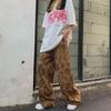 Unisex Corduroy Retro Wide-Leg Printed Pants
