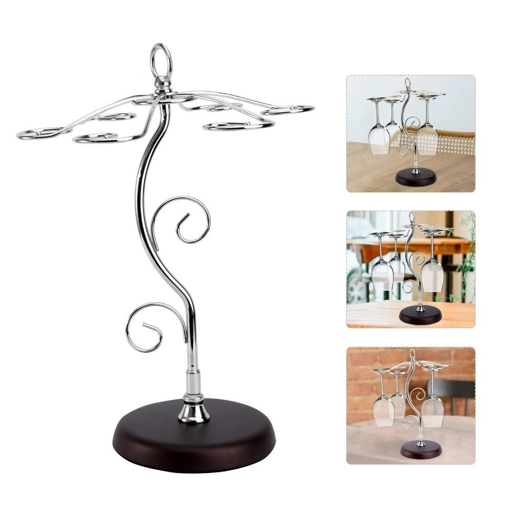 Iron Wine Glass Stand with 6 Hooks Wine Glass Holder  For Kitchen Bar Living Room Office