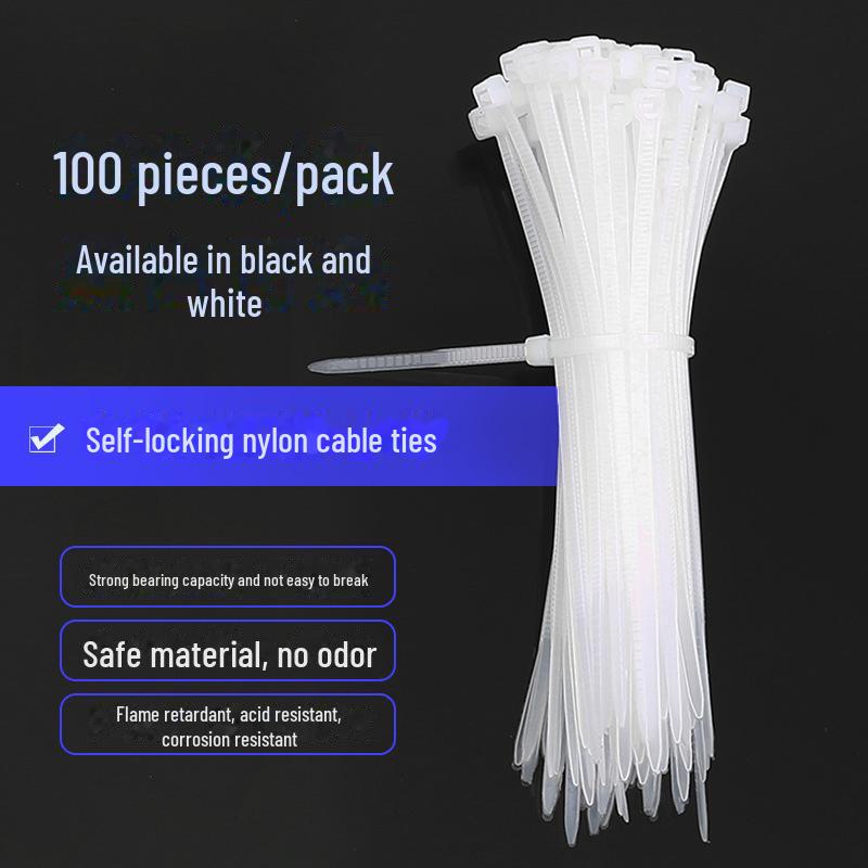 White Nylon Self-Locking Cable Ties - Strong, Durable Wire Fasteners