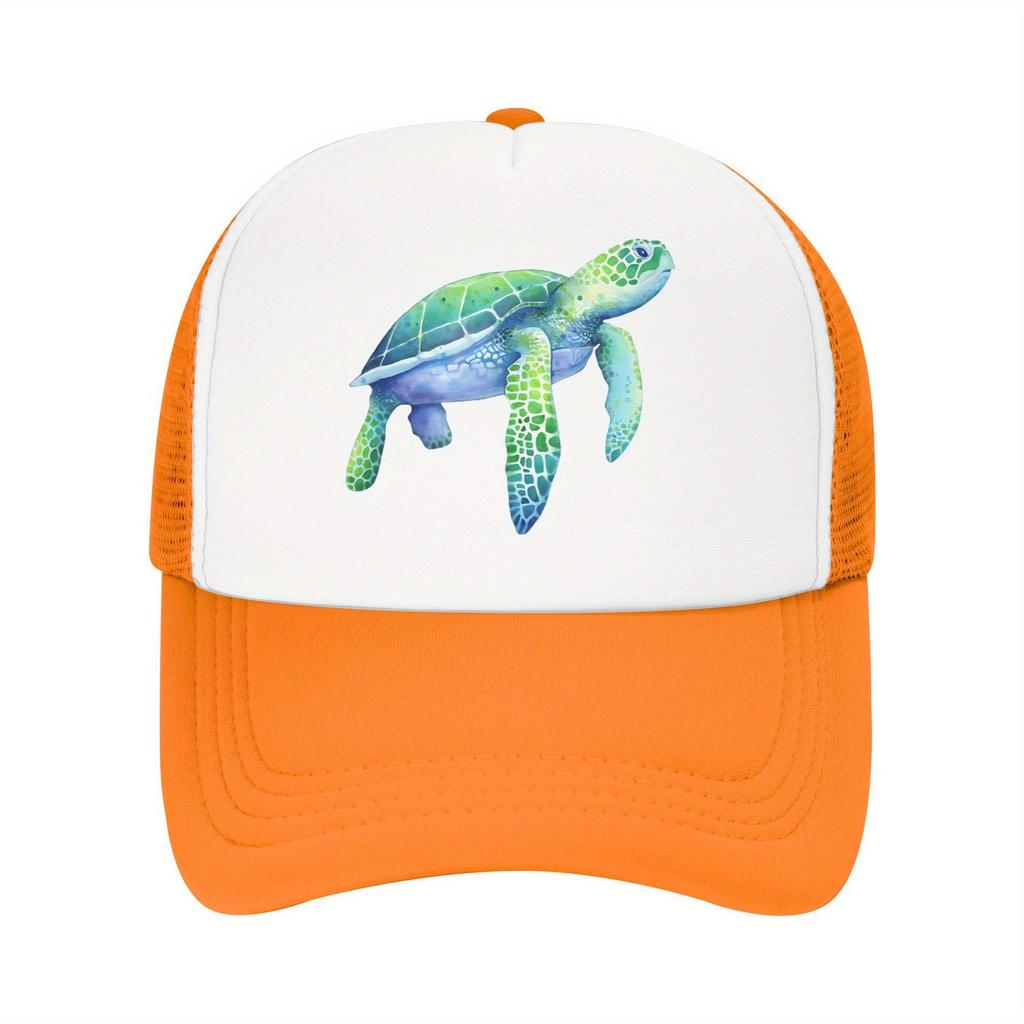 Schildkröte Grafik Trucker Cap Verstellbar Atmungsaktiv Netz Baseballkappe für Erwachsene Reisen