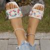 Fashion New Women Slippers Summer Fashion Beach Mules Casual Indoor Home Slippers Selling Sexy Braided Square Toe Flat Sandals Slides