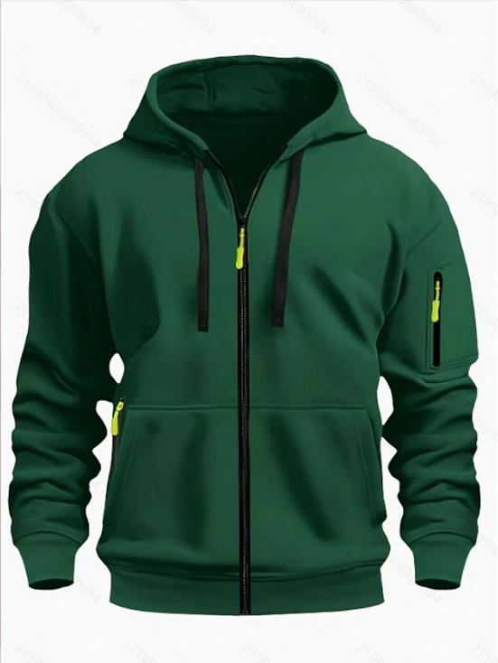 Europäischer Herren-Fleece-Kapuzenpullover Cardigan - Herbst/Winter Lässiger Sportstil, Kapuzenjacke Dick