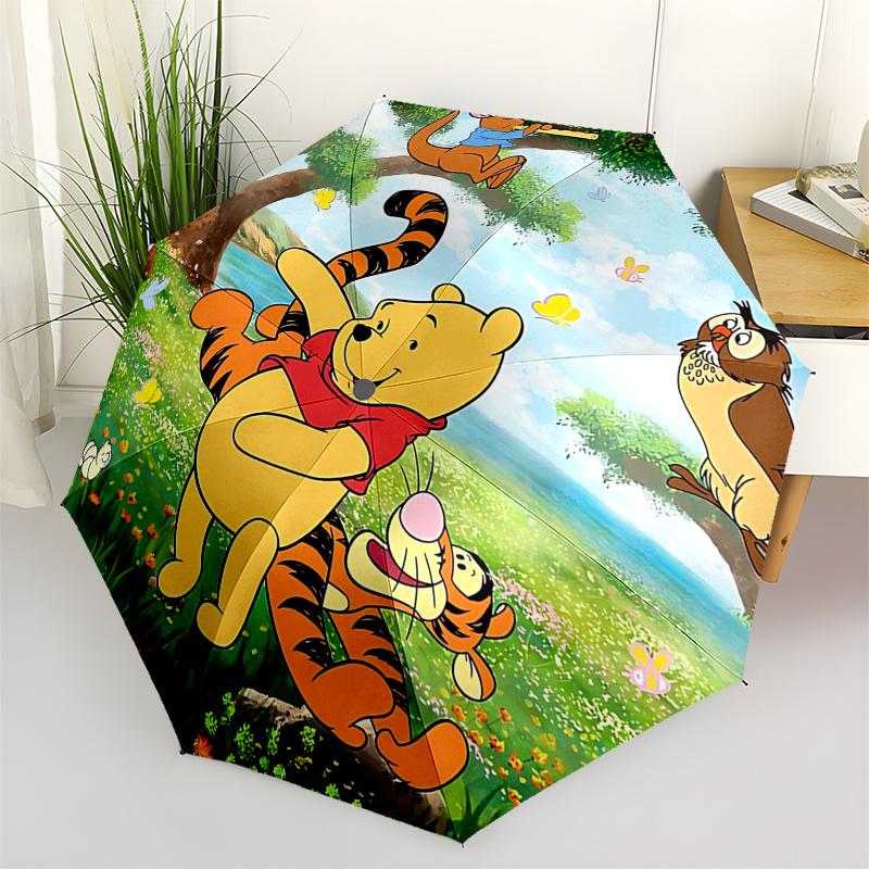 

Winnie and friends Themed Travel Umbrella-8 Ribs Automatic Opening and Closing, Portable Folding Design, Compact and Stylish Umbrella Suitab