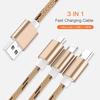 3 In 1 USB Charger Cable for iPhone Micro USB Type C Cable for Fast Charging Cable Charger Cord