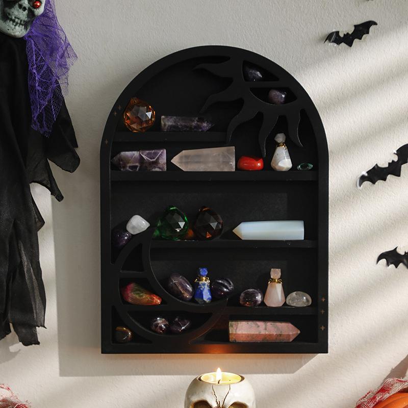 Floating Shelves Essential Oil Display Rack Crystal Stone Wall Gothic Decoration Wall Stand Organizer For Home Creative Decor