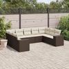Vidaxl 9-Cz. Gartenmöbel-Set mit Kissen, Braun, Polyrattan