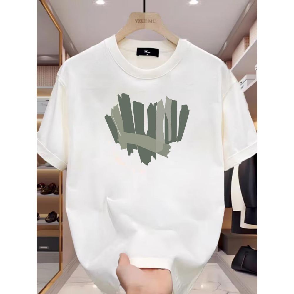 Summer Menswear Cotton White Short Sleeve Loose and Simple Top Casual and Comfortable T-shirt