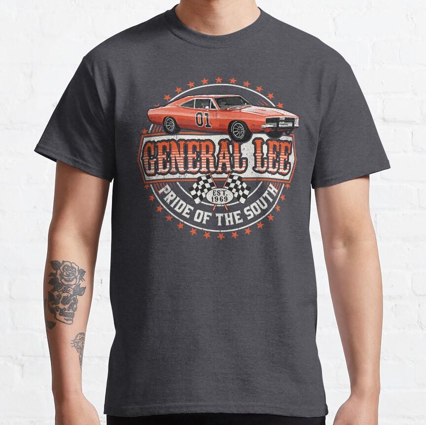 General Lee Pride of The South Vintage 70s Tv The Dukes of Hazzard Graphic T Shirts Mens Large Size Adult Tops S4XL