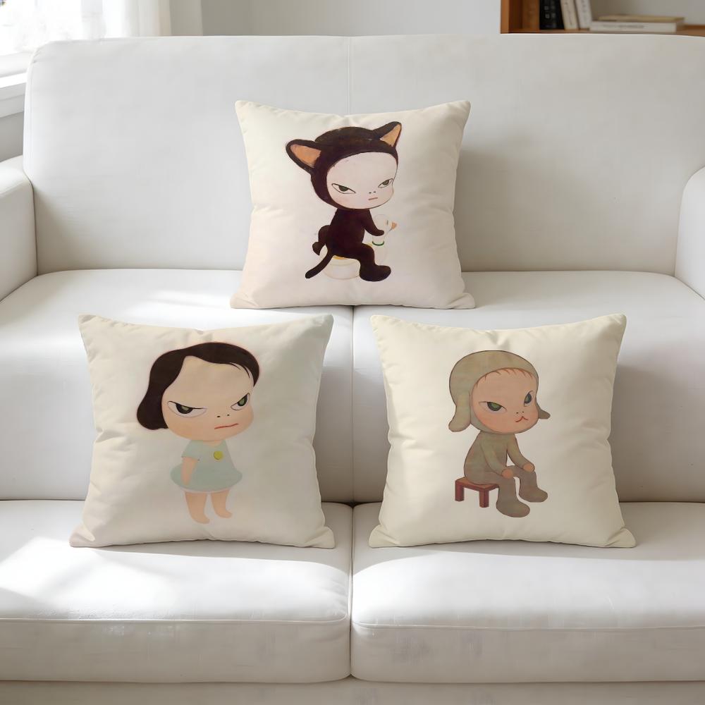 Yyoshitomo Nara Ddoll Cushion Cover Breathable Short Plush Pillow Case Wrinkleresistant Machinewashable For Easy Care