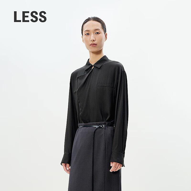 LESS 2025 Spring Loose Fit Stand Collar Long Sleeve Shirt S