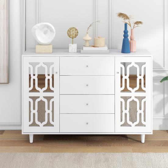 Kitchen Sideboard Multilayer Compartment Locker Mirror Surface Cabinet Door Modern Furniture MDF Bedroom Living Room Floor Cabinet Household Supplies