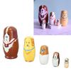 5Pcs Wooden Cute Dog Russian Nesting Doll Toys Handmade Wooden Cute Dog Matryoshka Doll Set for Kids Christmas Birthday Wish Gift