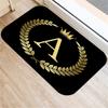 Kitchen Bathroom Non-slip Floor Mat Style Indoor Rug Black  Gold Crown Letter Decoration Entrance Door