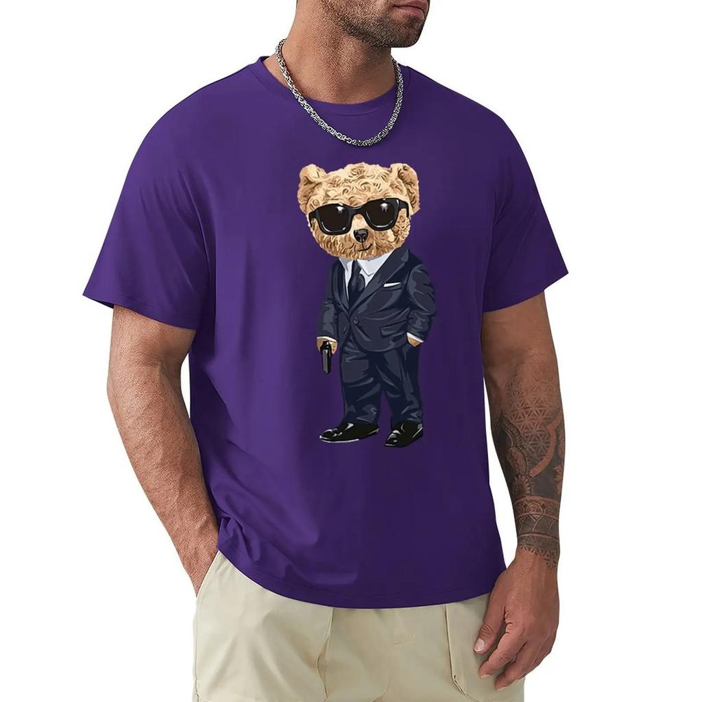 Teddy Bear With A Gun T Shirt Harajuku Short Sleeve T-shirt 100% Cotton Graphics Tshirt Tops