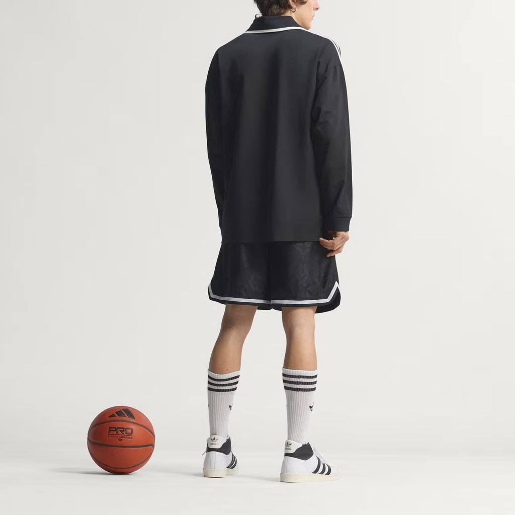 Adidas Originals Basketball Court Stripe Loose Fit Casual Knit Long Sleeve Polo Shirt Unisex tops JZ6967