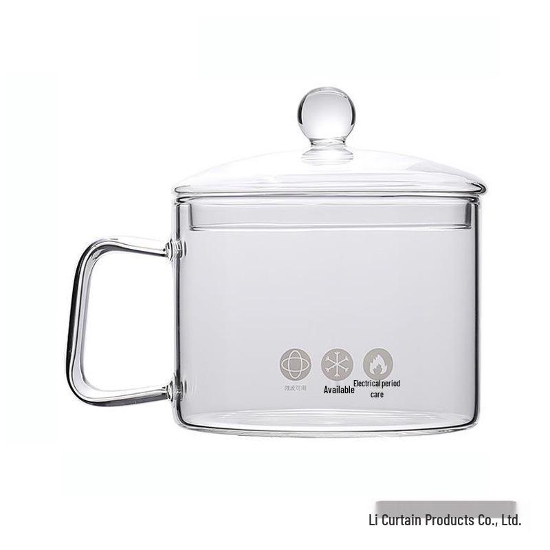 High-Temperature Resistant Glass Pot with Lid, Double-Ear Design for Ramen and Open Flame, Stainless Steel, Large Capacity