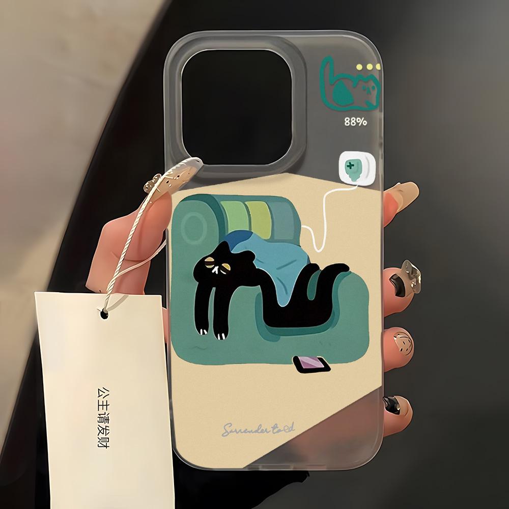 

Чохли для мобільних телефонів для iPhone 11 13 15 Pro Max 12 14 Pro Max Чохол для iPhone 16 15 Plus 13 Pro 12 Матова текстура Намальовані мультяшні квіти iPhone 15 чорний